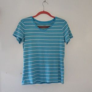 Striped V Neck Tee Size M